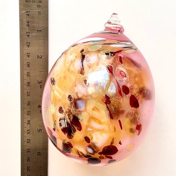 PINK GOLD SPECKLED EGG_HAND BLOWN GLASS ORNAMENT - Picture 15 of 16